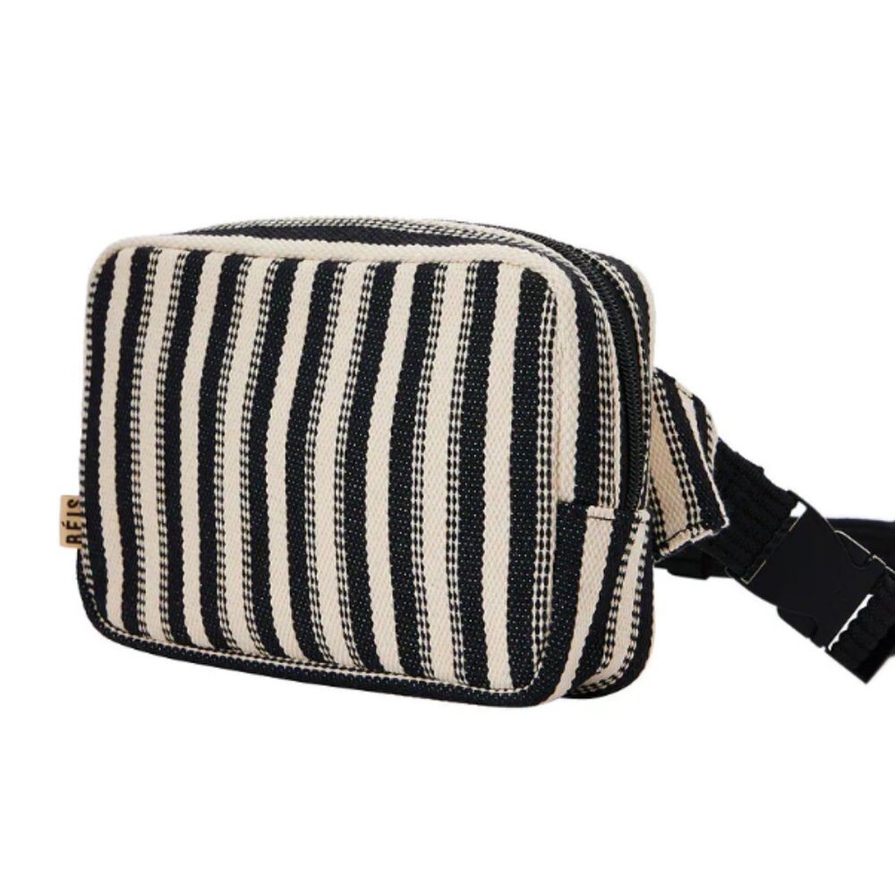 Beis The Summer Stripe Belt Bag Black Stripe - NWT